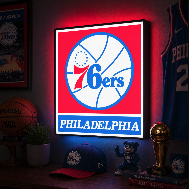 فایل سه بعدی | لایت باکس LED فیلادلفیا 76ers | 3MF قابل چاپ سه بعدی چند رنگ
