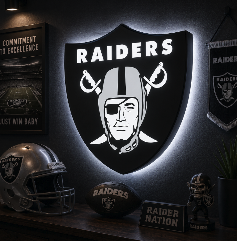 فایل سه بعدی | Oakland Las Vegas Los Angeles Raiders LED Lightbox | 3MF قابل چاپ سه بعدی چند رنگ