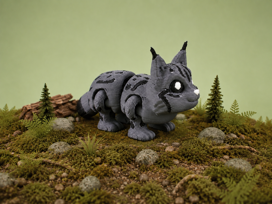 فایل سه بعدی | Lynx - شکل کلیدی مفصلی | فلکسی چاپ در محل | بدون پشتیبانی