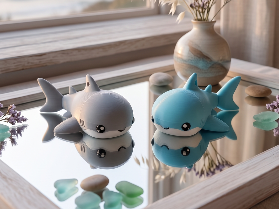 فایل سه بعدی | Fluffy Tails Cute Flexi Baby Shark - اسباب بازی مفصلی، جاکلیدی و آهنربا